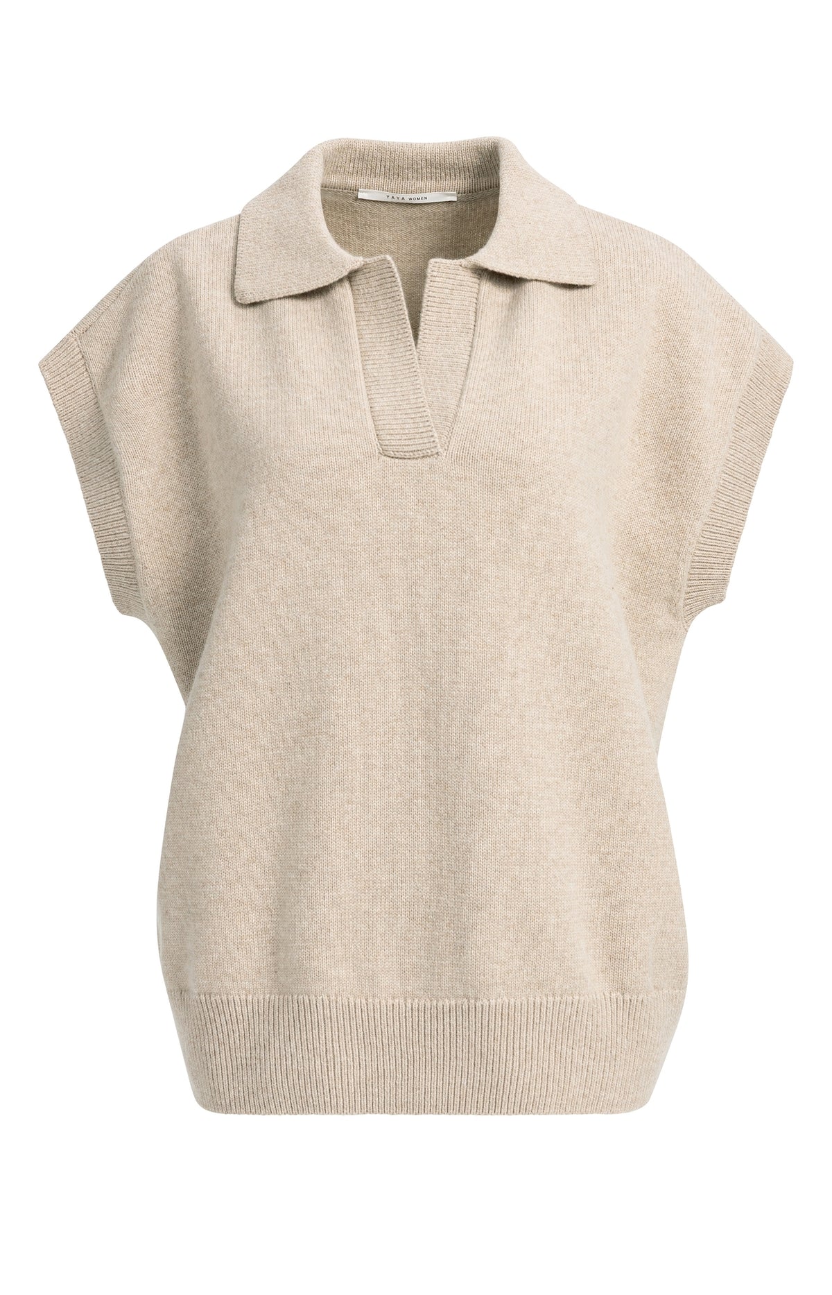 Strickpullunder mit Kragen | Light Beige Melange