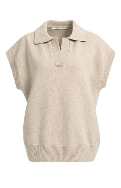 Strickpullunder mit Kragen | Light Beige Melange