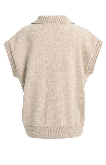Strickpullunder mit Kragen | Light Beige Melange