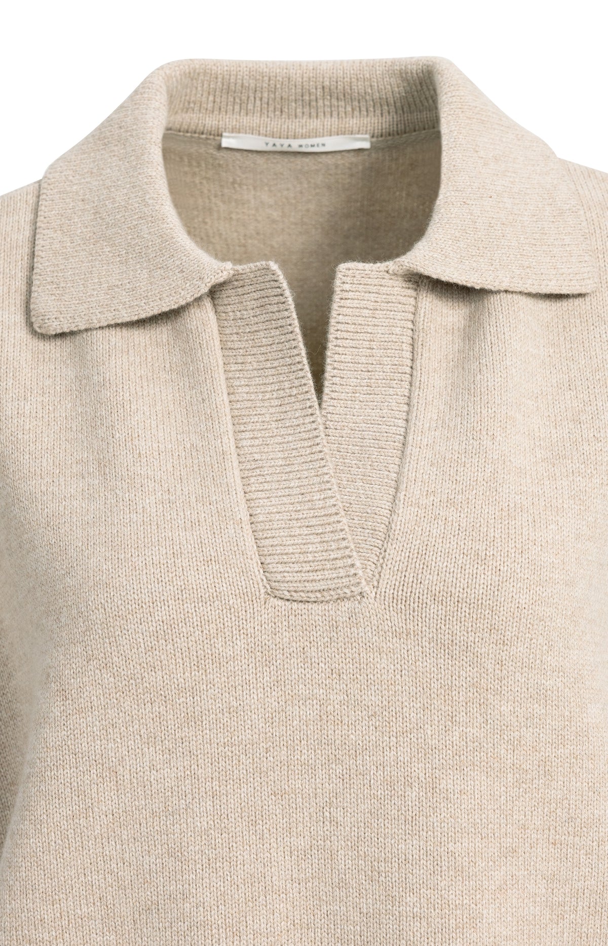 Strickpullunder mit Kragen | Light Beige Melange