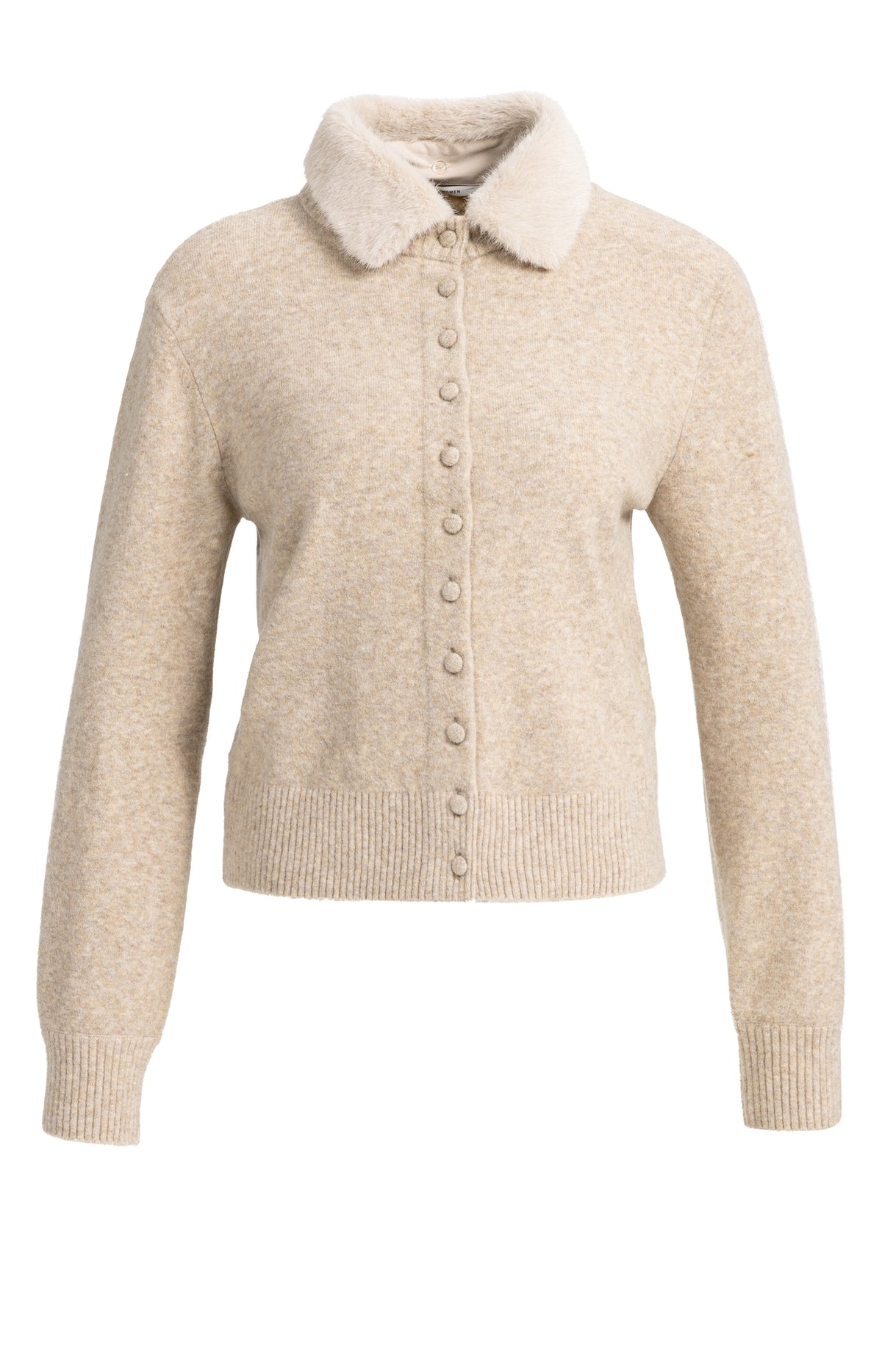 Cardigan mit abnehmbarem Kragen | Light Beige Melange