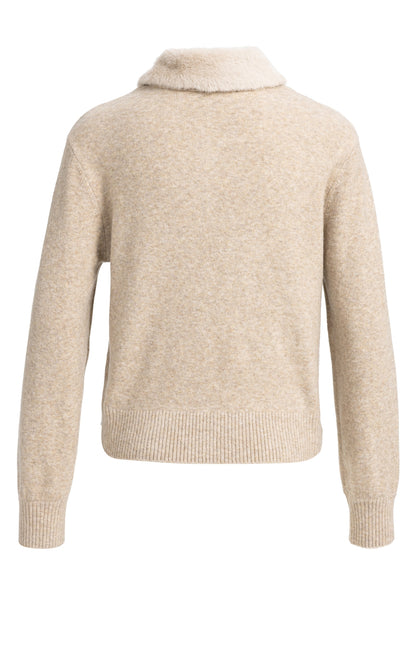Cardigan mit abnehmbarem Kragen | Light Beige Melange