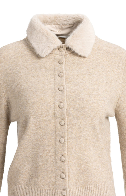 Cardigan mit abnehmbarem Kragen | Light Beige Melange