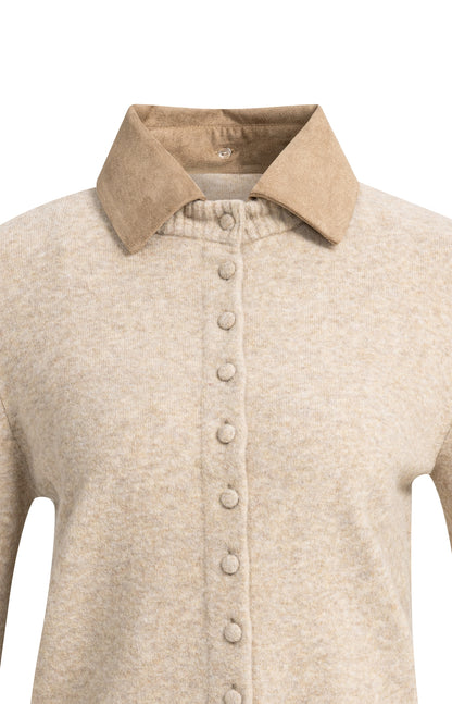 Cardigan mit abnehmbarem Kragen | Light Beige Melange