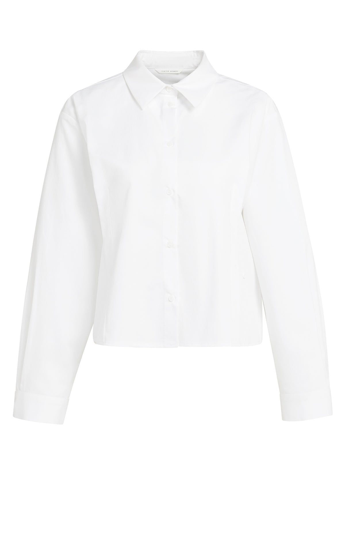 Popelinebluse mit Knopfdetails | pure white