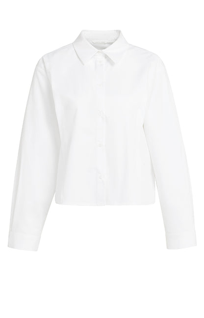 Popelinebluse mit Knopfdetails | pure white