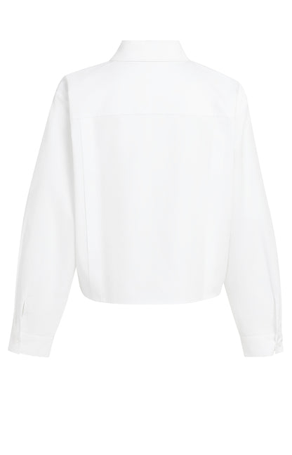 Popelinebluse mit Knopfdetails | pure white