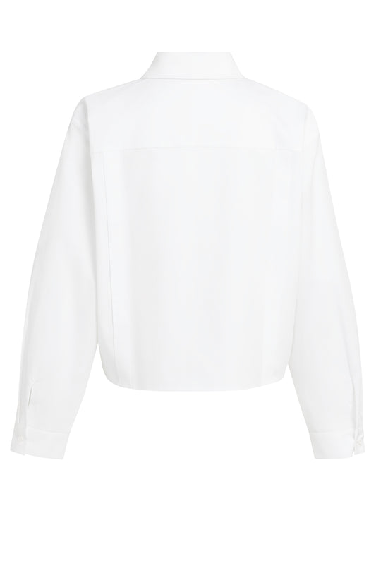 Popelinebluse mit Knopfdetails | pure white