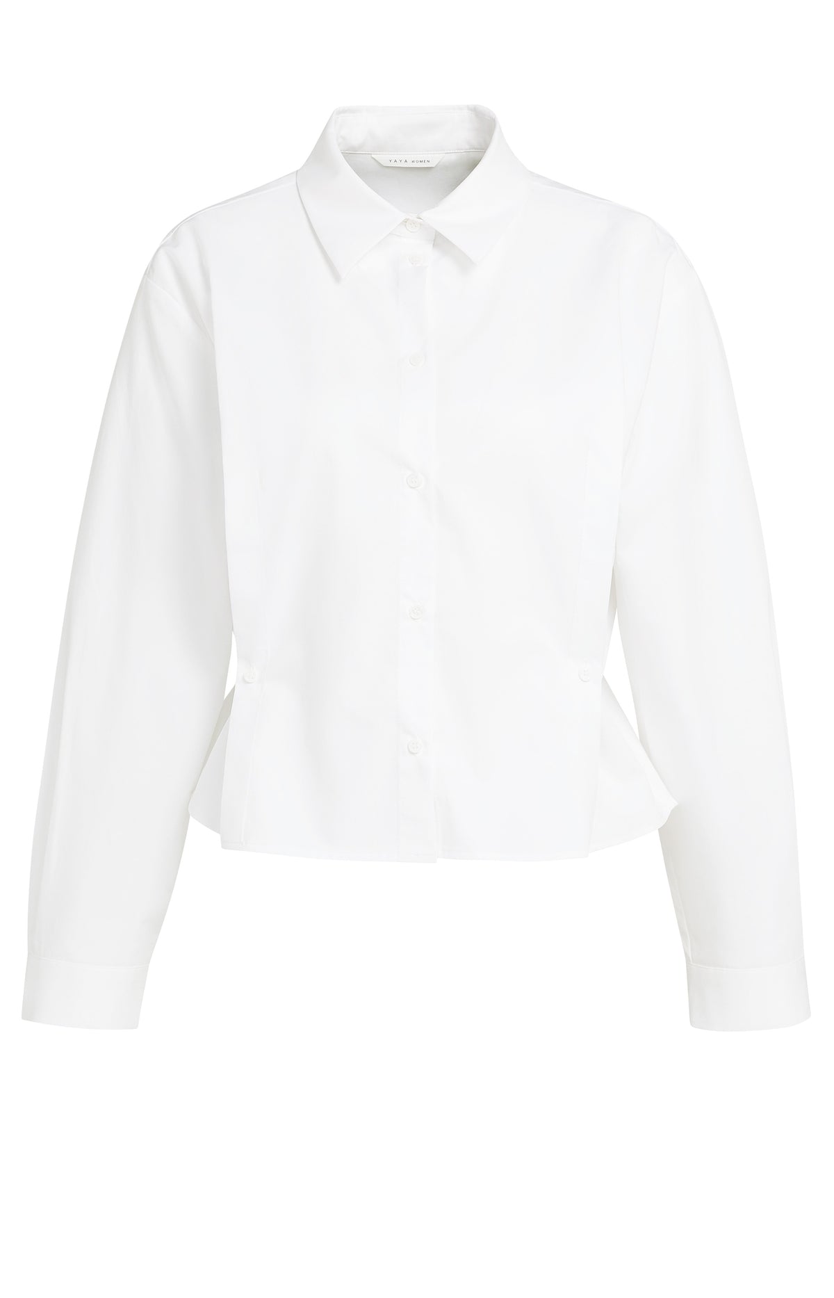 Popelinebluse mit Knopfdetails | pure white