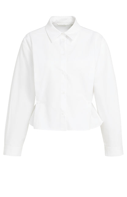 Popelinebluse mit Knopfdetails | pure white