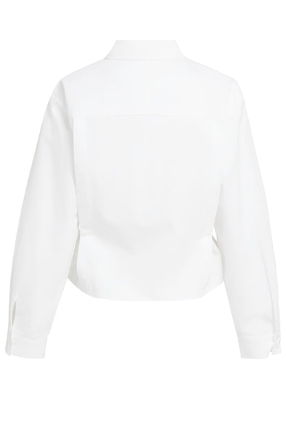 Popelinebluse mit Knopfdetails | pure white