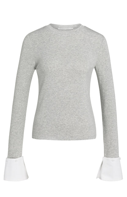 Jersey Oberteil mit abnehmbaren Manschetten | medium grey melange