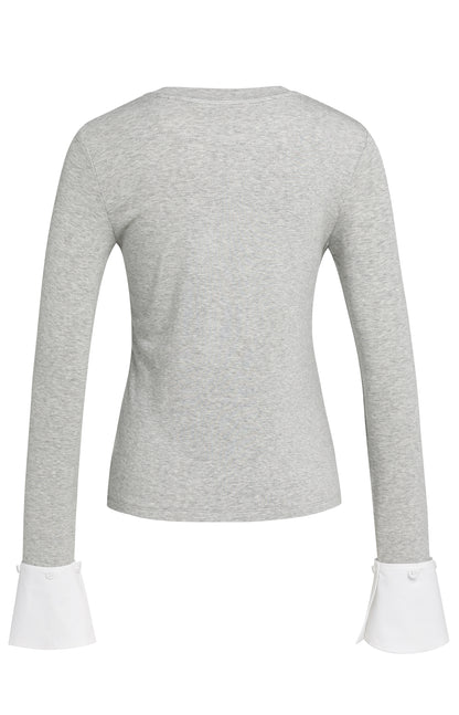 Jersey Oberteil mit abnehmbaren Manschetten | medium grey melange