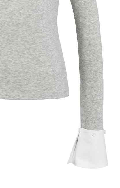 Jersey Oberteil mit abnehmbaren Manschetten | medium grey melange