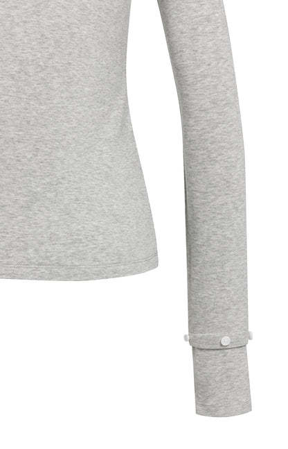 Jersey Oberteil mit abnehmbaren Manschetten | medium grey melange
