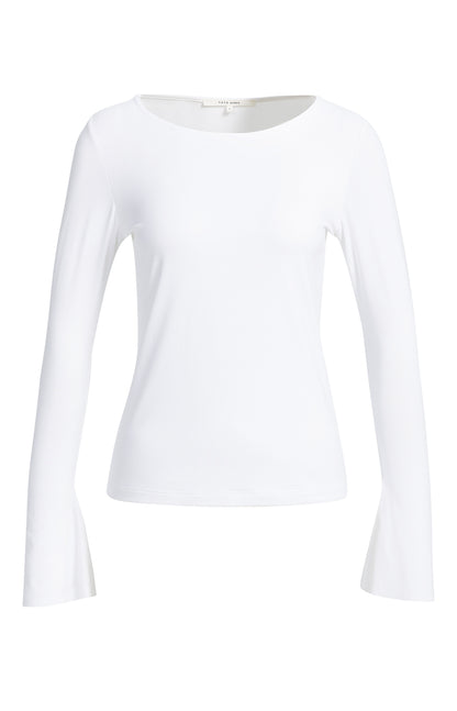Jersey Oberteil mit ausgestellten Ärmeln | pure white