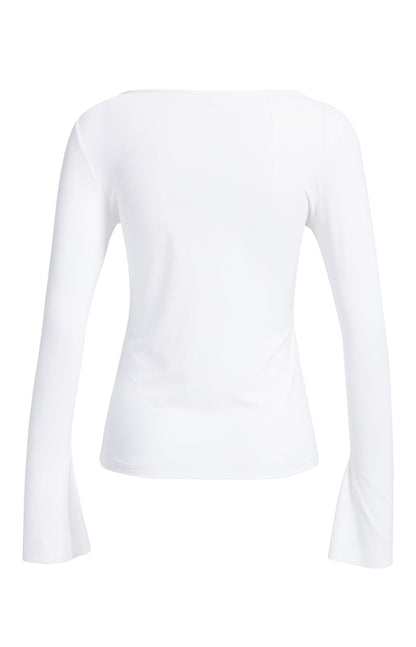 Jersey Oberteil mit ausgestellten Ärmeln | pure white