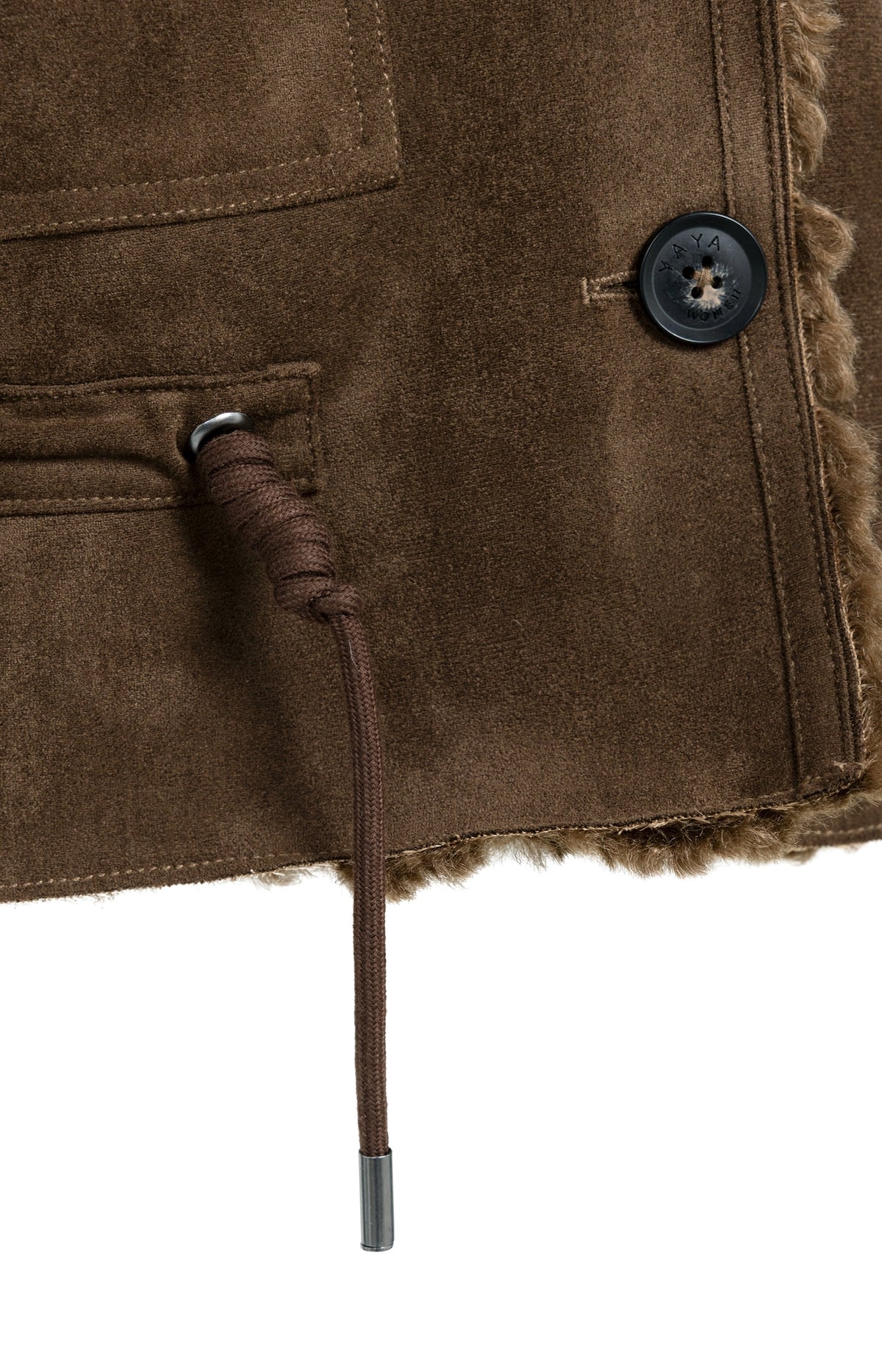 Wendeweste mit Lammfellimitat und Cord | Cocoa Brown