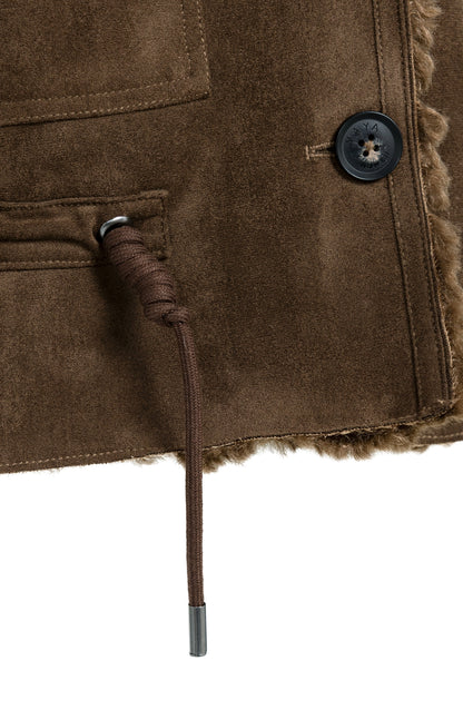 Wendeweste mit Lammfellimitat und Cord | Cocoa Brown