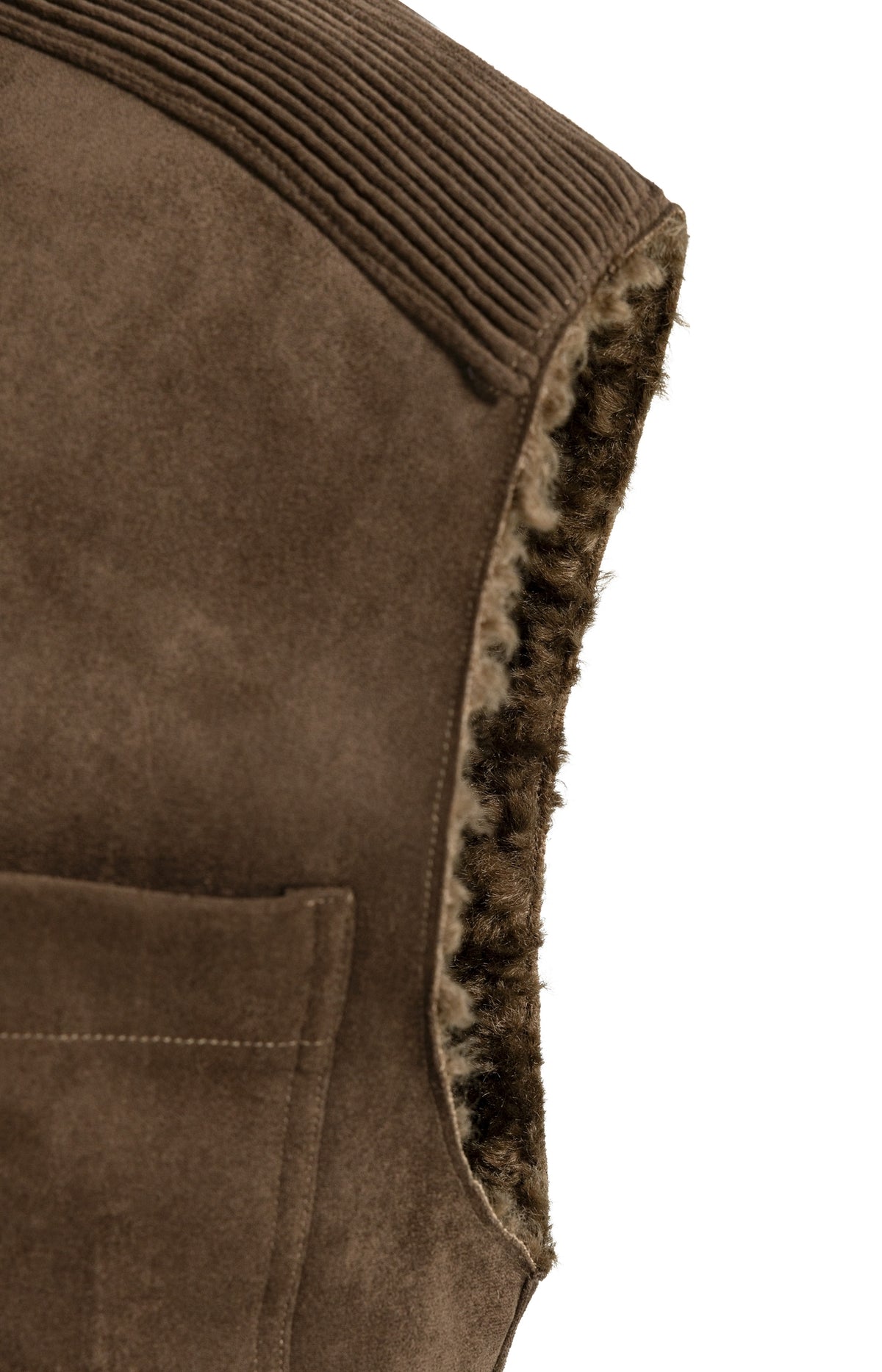 Wendeweste mit Lammfellimitat und Cord | Cocoa Brown