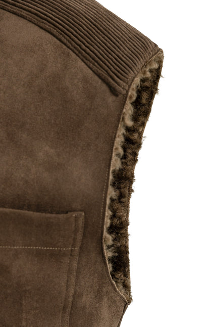 Wendeweste mit Lammfellimitat und Cord | Cocoa Brown