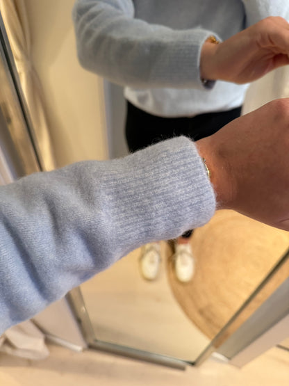 Strickpullover V-Ausschnitt babyblau