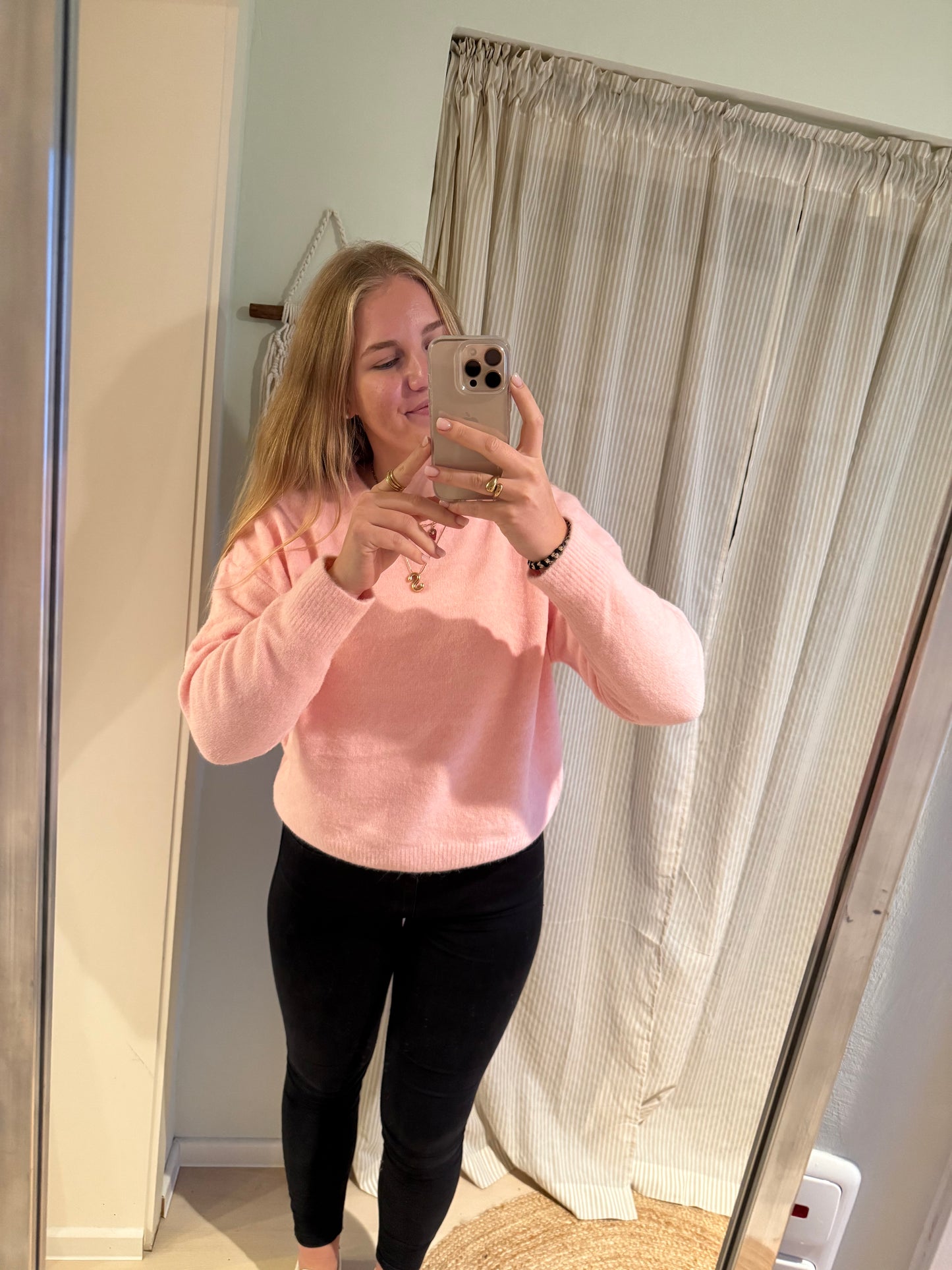 Strickpullover Rundhals rosa