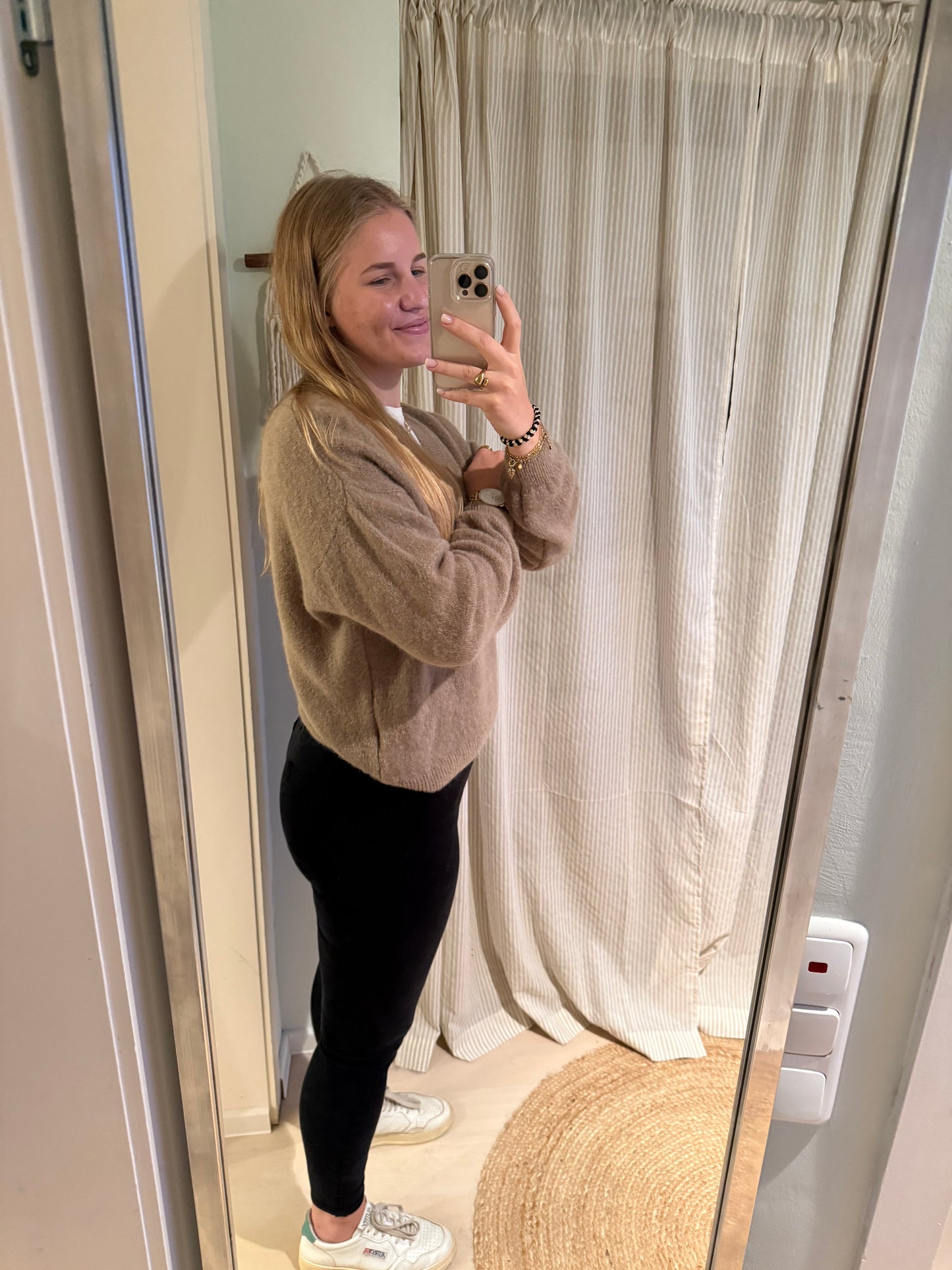 Strickpullover V-Ausschnitt braun