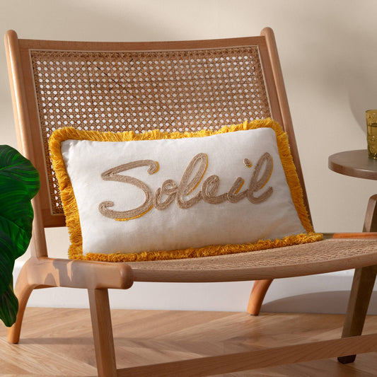 Besticktes Kissen Soleil | gelb