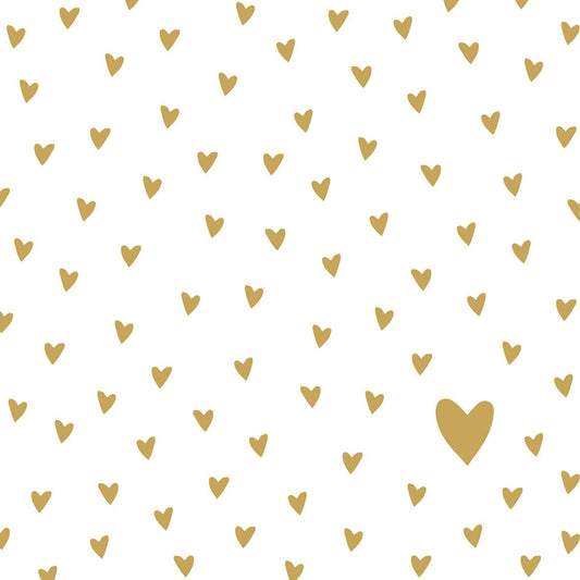 Serviette goldene Herzen 33x33 cm
