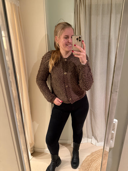 Kurzes Bouclé Jäckchen chocolate