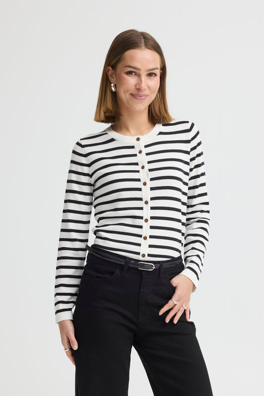IH LULS O-NECK CARDIGAN | black/white