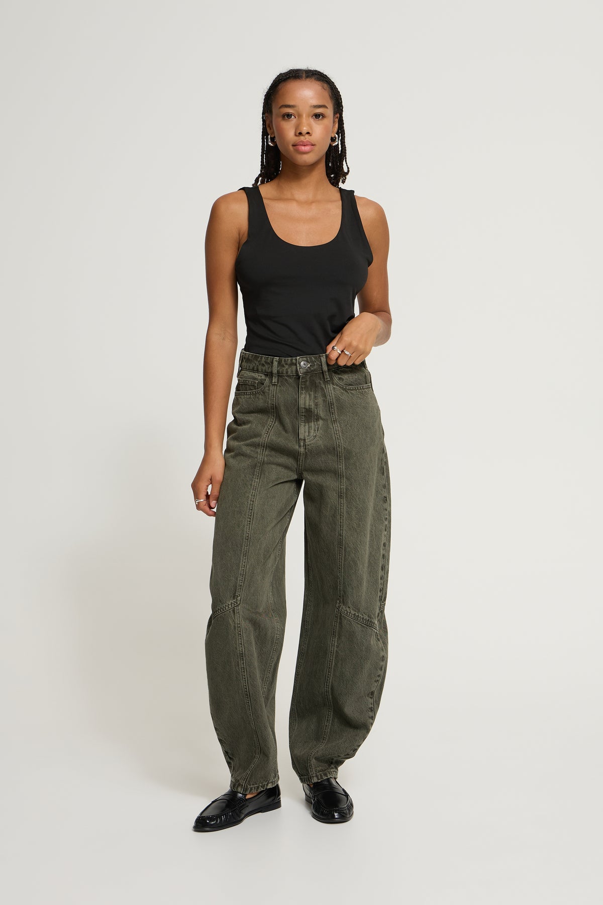 IH PELLA BARREL PANTS | forest night