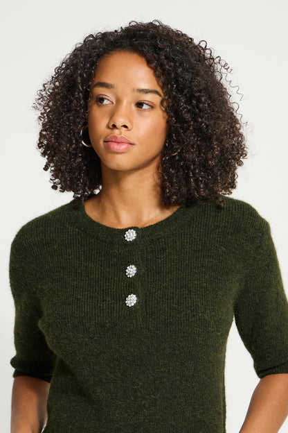 IH FANTIA Strickshirt | Forest Night Melange