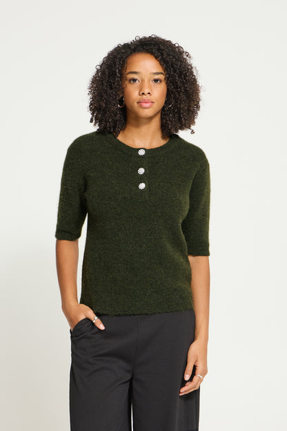 IH FANTIA Strickshirt | Forest Night Melange