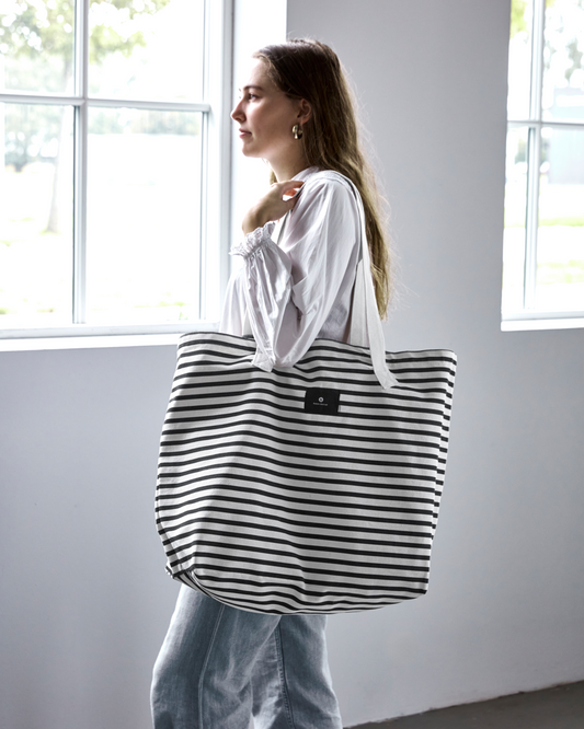 Stofftasche Schwarz/Off White