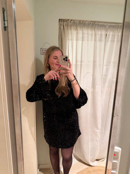 Pailletten Kleid mit Schleife