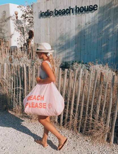Canvas Strandtas „Beach Please“ in Pink