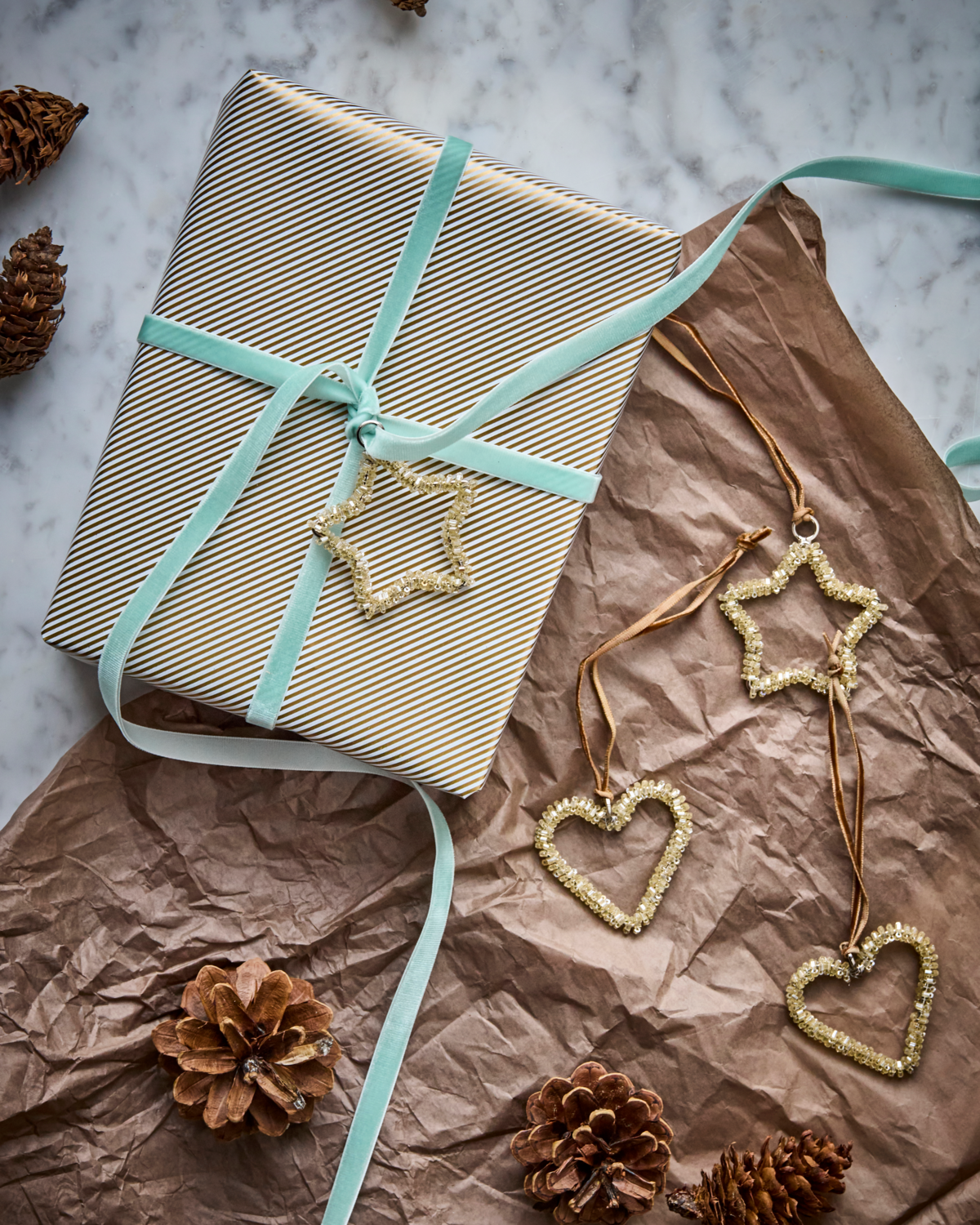 Weihnachtsschmuck Champagner | 4er Set