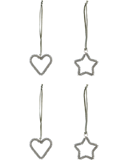 Weihnachtsschmuck Silber-Finish | 4er Set