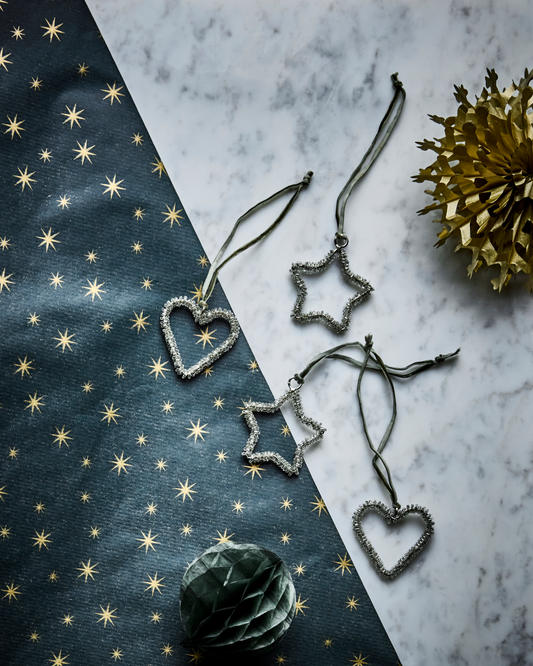 Weihnachtsschmuck Silber-Finish | 4er Set