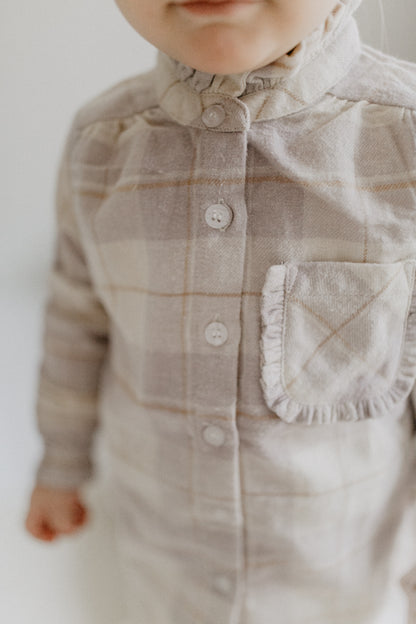 Flanellbluse 'beige & lavender' - lavender checked