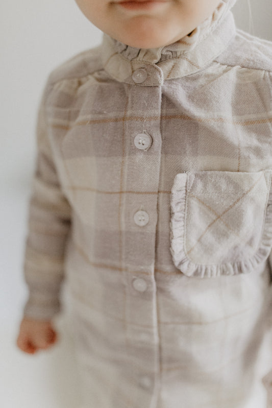 Flanellbluse 'beige & lavender' - lavender checked