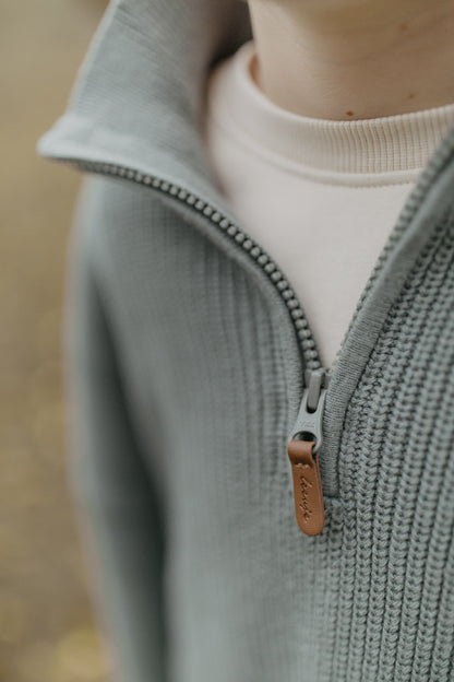 Chunky Knit Half-Zip Pullover 'green'