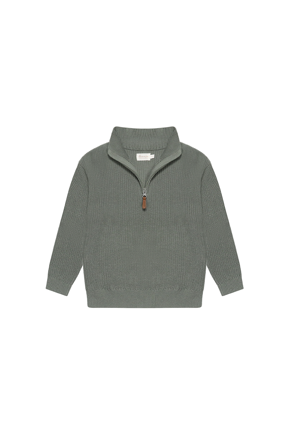 Chunky Knit Half-Zip Pullover 'green'