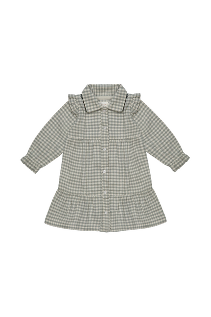 Kariertes Flanellkleid green mit Knopfleiste - green gingham