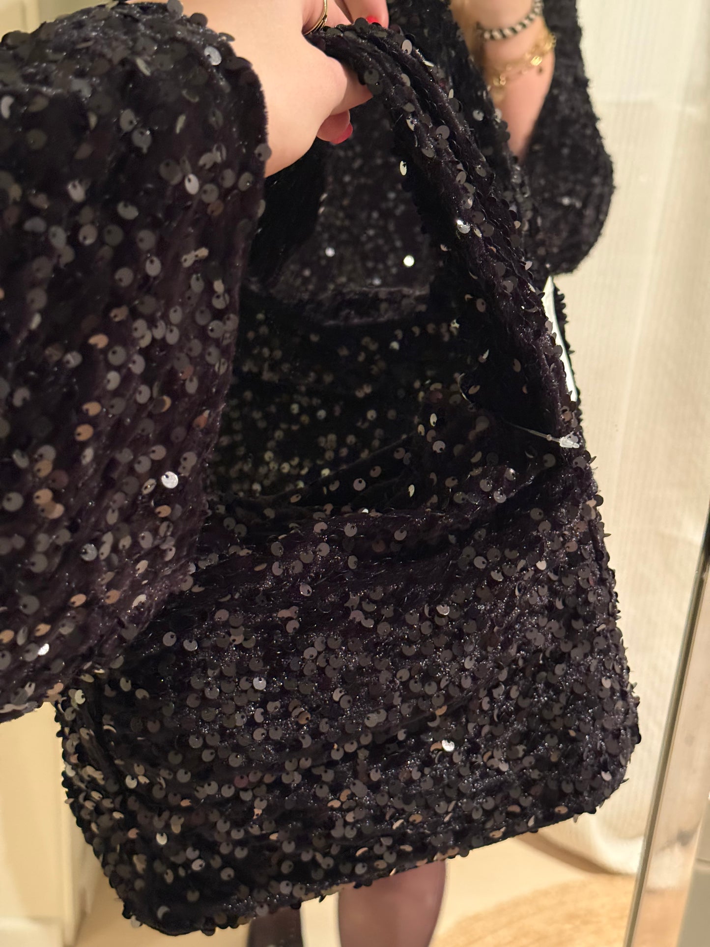 Tasche mit Pailletten | Schwarz