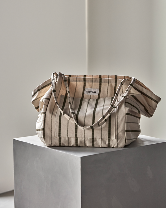 Tragetasche Tote, Off-White/Armeegrün