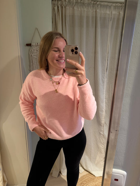 Strickpullover Rundhals rosa