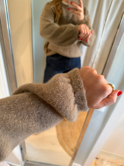 Strickpullover Rundhals taupe